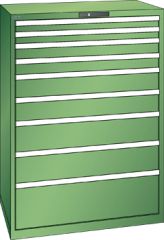 Schubladenschrank 9 Schubladen 1023x725x1450 RAL 6011 Lista 54x36E 12.550.030