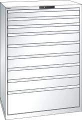 Schubladenschrank 9 Schubladen 1023x725x1450 RAL 9010 Lista 54x36E 78.297.110