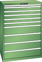 Schubladenschrank 10 Schubladen 1023x725x1450 RAL 6011 Lista 54x36E 78.308.030