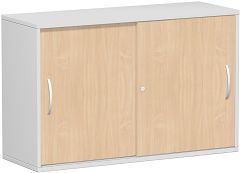 Schiebetrenschrank Oberboden 25 mm, mit Standfen, abschliebar, 1200x425x798, Buche/Lichtgrau