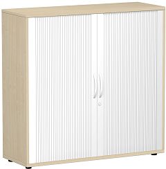 Querrollladenschrank Oberboden 25 mm, mit Standfen, abschliebar, 1200x425x1182, Silber/Ahorn