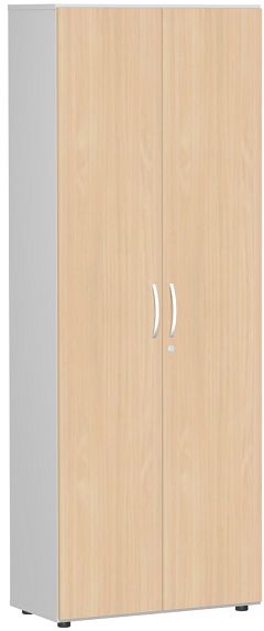 Flgeltrenschrank mit Standfen, inkl. Trdmpfer, abschliebar, 800x420x2160, Buche/Lichtgrau