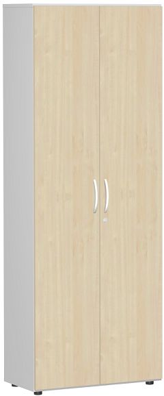 Garderobenschrank mit ausziehbarem Garderobenhalter, mit Standfen, inkl. Trdmpfer, abschliebar, 800x420x2160, Ahorn/Lichtgrau