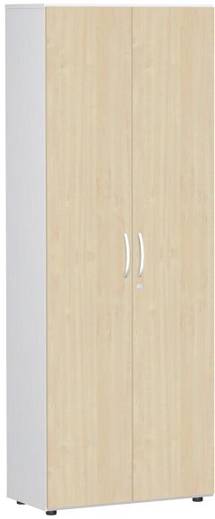 Garderobenschrank mit ausziehbarem Garderobenhalter, mit Standfen, inkl. Trdmpfer, abschliebar, 800x420x2160, Ahorn/Wei