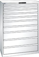 Schubladenschrank 10 Schubladen 1023x572x1450 RAL 9010 Lista 54x27E 78.771.110