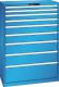 Schubladenschrank 9 Schubladen 1023x572x1450 RAL 5012 Lista 54x27E 78.766.010